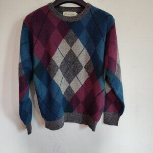 Ladies SZ PP Vintage JH Collectibles Grey/Multi Argyle Sweater